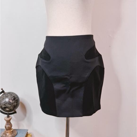NWT Dion Lee Black Contour Stitch Mini Skirt Knit Mixed Media Size US 6 Goth - Picture 2 of 11